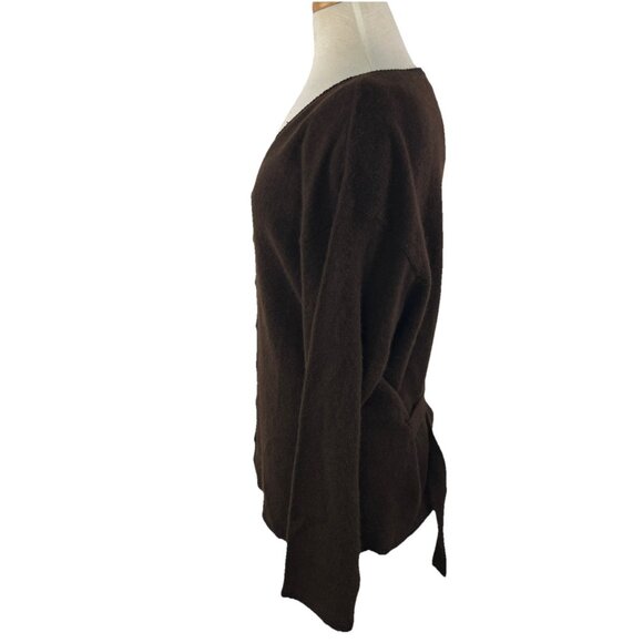 Vtg Elisabeth Liz Claiborne 1X Wool Rabbit Hair Cardigan Sweater Brown NOS - Picture 3 of 8